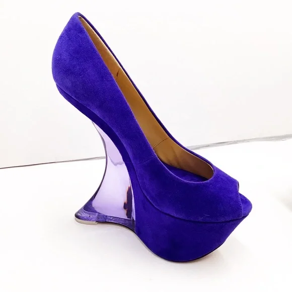 🆕Zigi Girl} GLOW Peep Toe Plexiglass Wedge Shoe - Picture 13 of 13